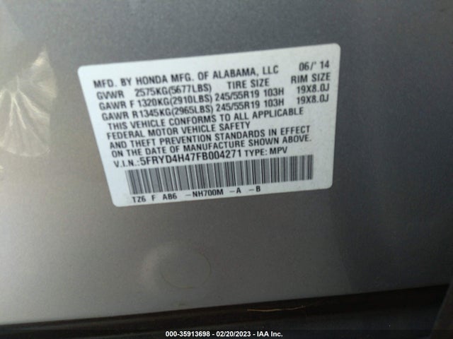 2015 Acura MDX, VIN: 5FRYD4H47FB004271