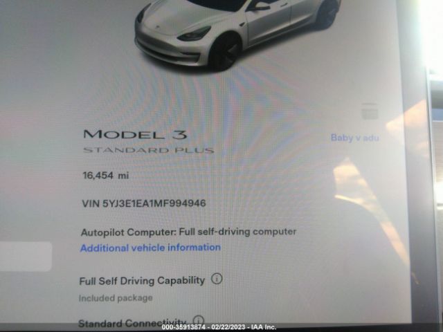 5YJ3E1EA1MF994946 Tesla Model 3 Standard Range Plus