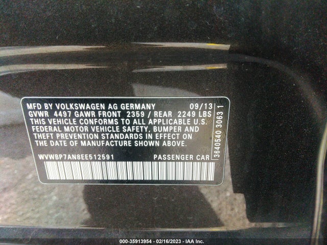 WVWBP7AN8EE512591 Volkswagen CC SPORT