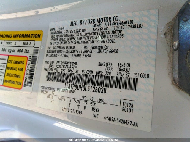 2020 Ford Mustang, VIN: 1FATP8UH0L5126038
