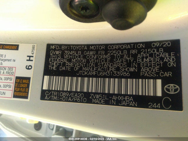 Toyota Prius Le 2021 JTDKAMFU6M3133986 Image 9