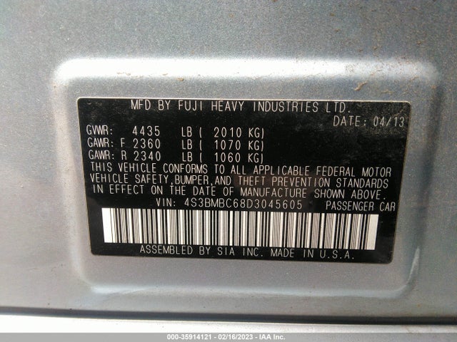 Subaru Legacy 2.5i Premium 2013 4S3BMBC68D3045605 Image 10