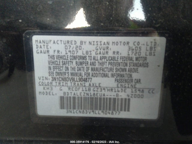 Nissan VERSA S 2020 3N1CN8DV9LL904877 Image 10