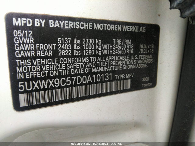 BMW X3 Xdrive28i 2013 5UXWX9C57D0A10131 Image 10