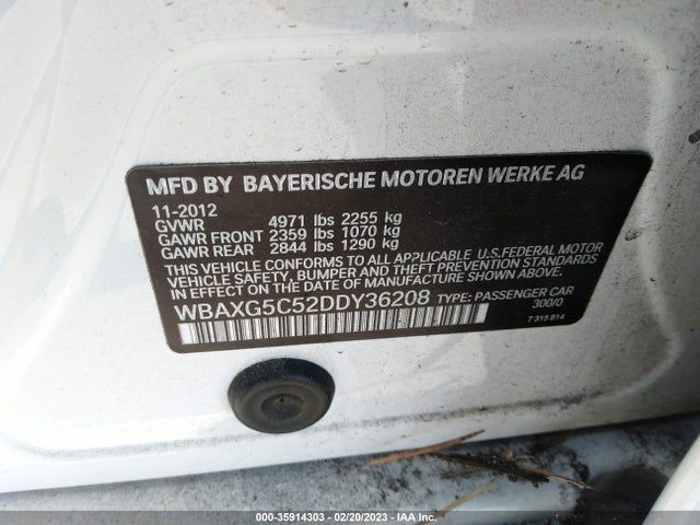 2013 BMW 5 SERIES 528I VIN: WBAXG5C52DDY36208