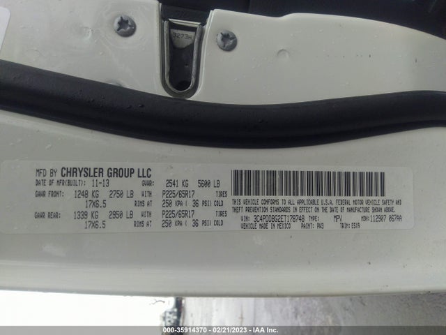 Dodge Journey Sxt 2014 3C4PDDBG2ET178748 Image 9