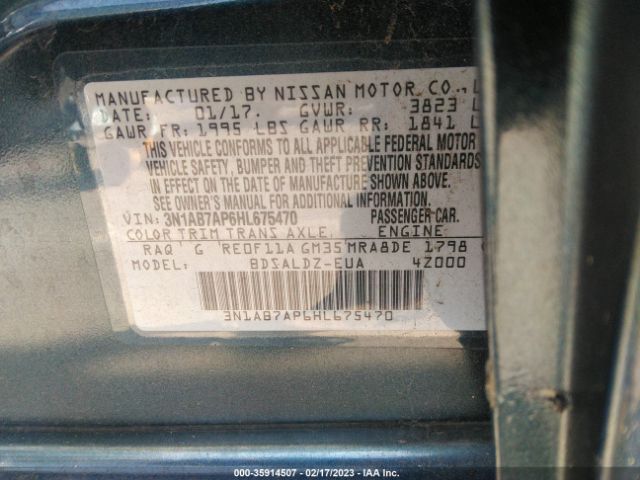 3N1AB7AP6HL675470 Nissan SENTRA SV