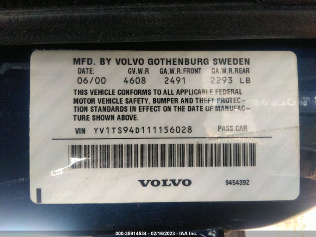 YV1TS94D111156028 Volvo S80