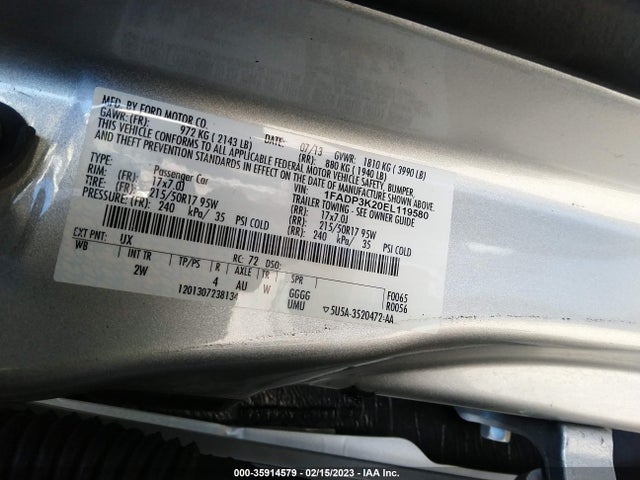2014 FORD FOCUS SE VIN: 1FADP3K20EL119580