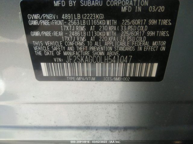 JF2SKAGC0LH541047 Subaru Forester Premium