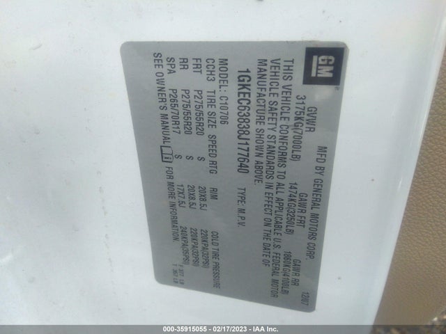 GMC YUKON DENALI 2008 1GKEC63838J177640 Image 11