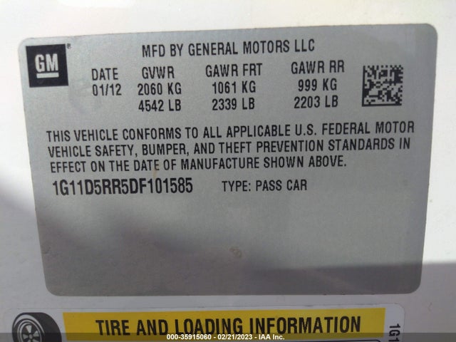 2013 CHEVROLET MALIBU ECO VIN: 1G11D5RR5DF101585