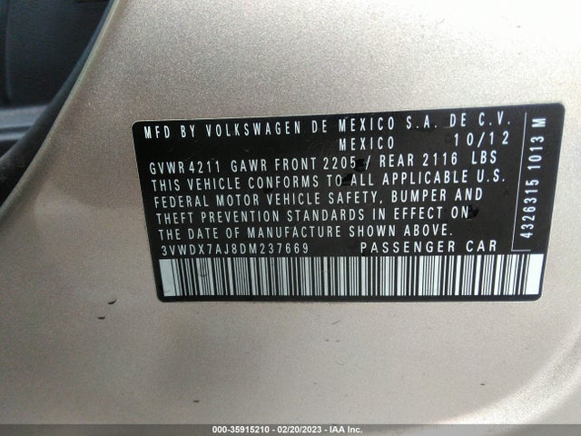 3VWDX7AJ8DM237669 Volkswagen Jetta Sedan Se W/convenience/sunroof