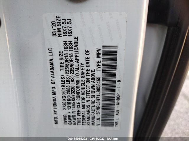 Honda Odyssey 2020 5FNRL6H71LB058465 Image 8