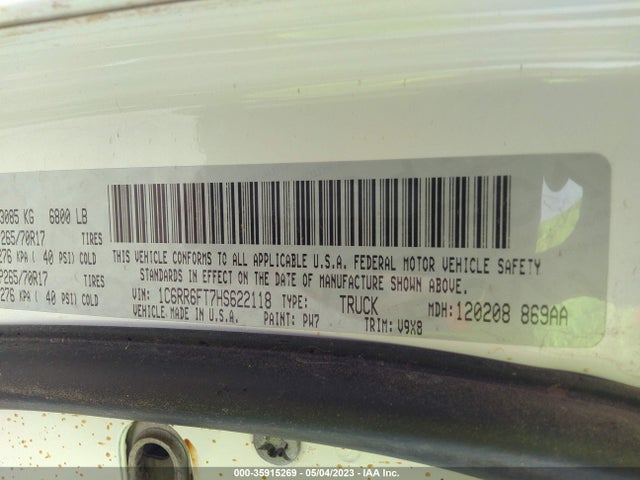 1C6RR6FT7HS622118 RAM 1500 Tradesman