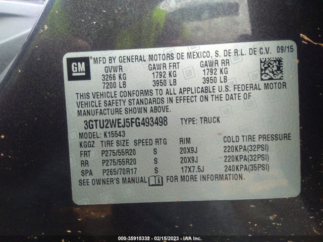 GMC Sierra 1500 Denali 2015 3GTU2WEJ5FG493498 Image 9