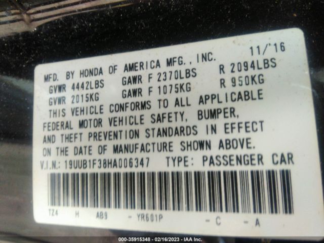 19UUB1F38HA006347 Acura TLX