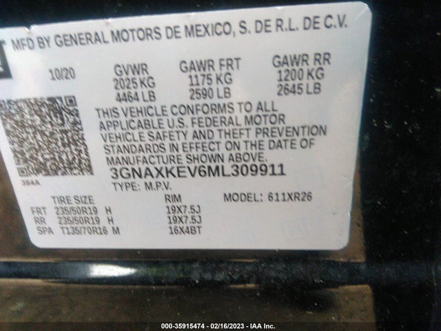 Chevrolet EQUINOX LT 2021 3GNAXKEV6ML309911 Image 9