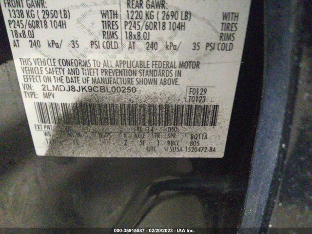 Lincoln MKX 2012 2LMDJ8JK9CBL00250 Image 10