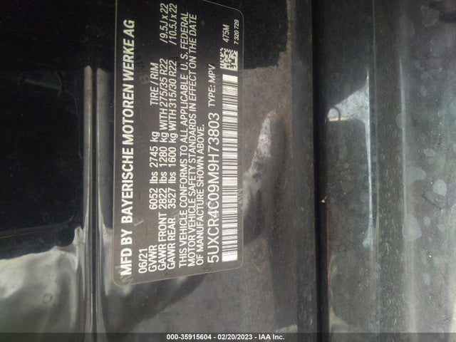 5UXCR4C09M9H73803 BMW X5 Sdrive40i