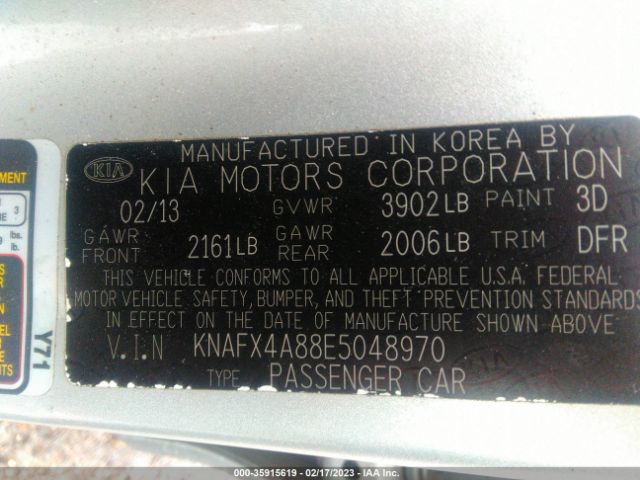 KNAFX4A88E5048970 KIA FORTE EX