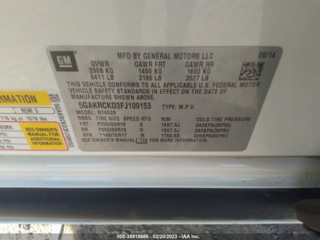 5GAKRCKD3FJ109153 Buick Enclave Premium