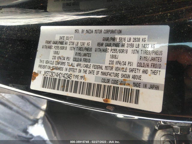 2017 Mazda CX-9, VIN: JM3TCBCY4H0140346
