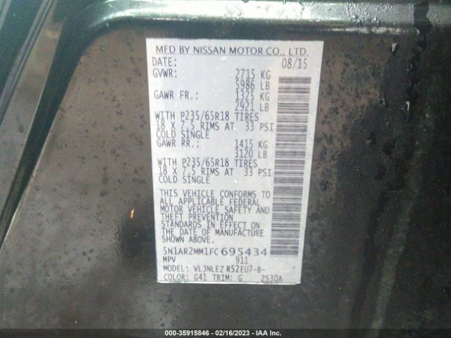 5N1AR2MM1FC695434 Nissan Pathfinder Sv