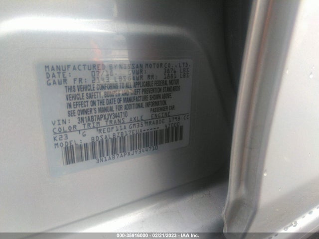 2018 Nissan Sentra, VIN: 3N1AB7APXJY344710