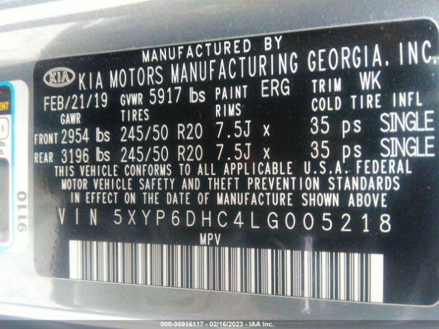 5XYP6DHC4LG005218 KIA Telluride S