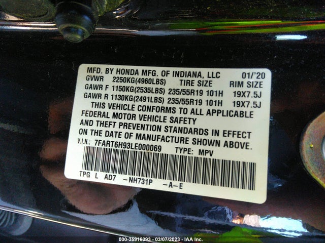 2020 Honda CR-V, VIN: 7FART6H93LE000069