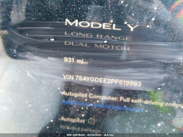 Tesla Model Y Long Range 2023 7SAYGDEE2PF619983 Image 7