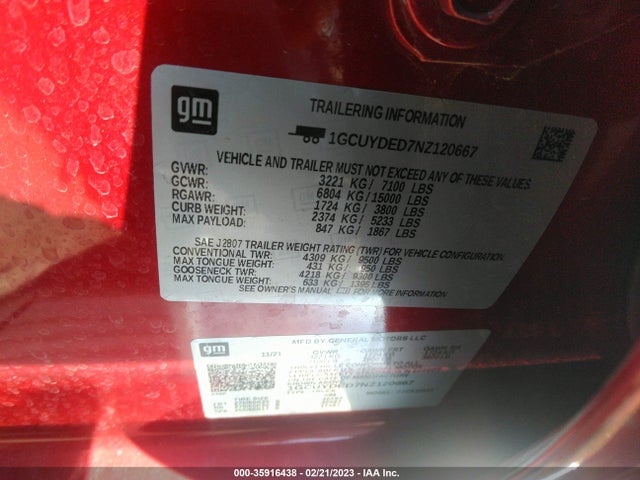 Chevrolet Silverado 1500 Ltd Lt 2022 1GCUYDED7NZ120667 Image 9