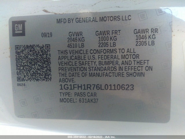 Chevrolet CAMARO 2SS 2020 1G1FH1R76L0110623 Image 10