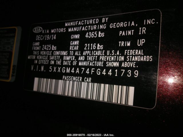 5XXGM4A74FG441739 KIA Optima Lx