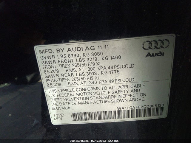 WA1LGAFE2CD005130 Audi Q7 3.0t Premium Plus