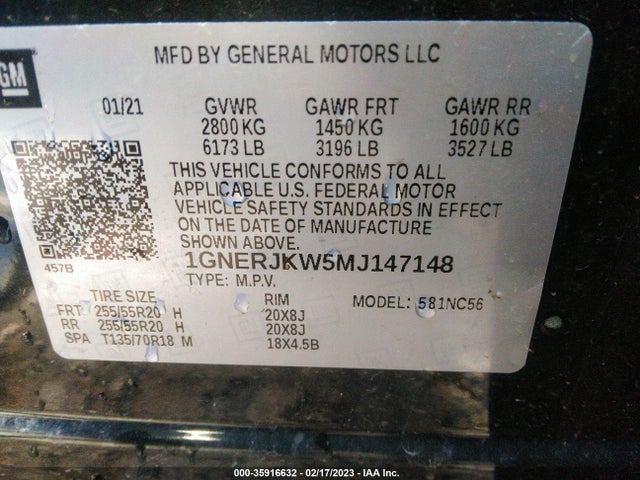 Chevrolet Traverse Rs 2021 1GNERJKW5MJ147148 Image 9