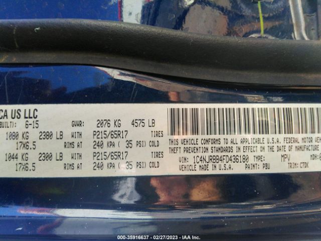 1C4NJRBB4FD436180 Jeep Patriot Sport