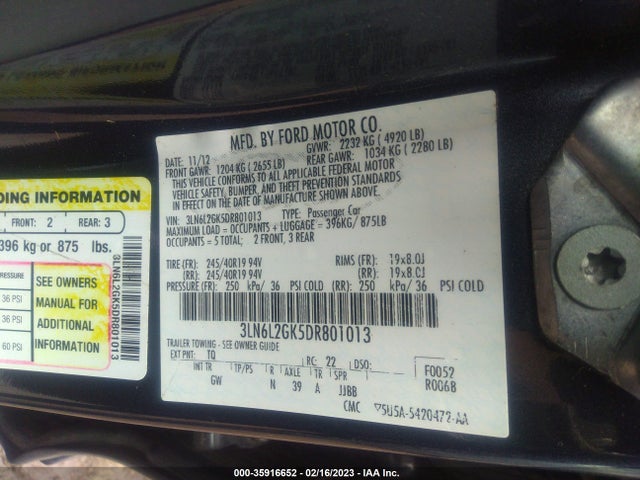 Lincoln MKZ 2013 3LN6L2GK5DR801013 Image 9