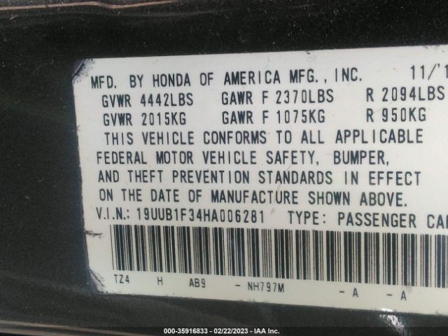 19UUB1F34HA006281 Acura TLX