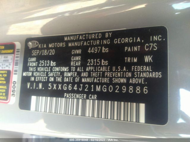 5XXG64J21MG029886 KIA K5 Gt-line