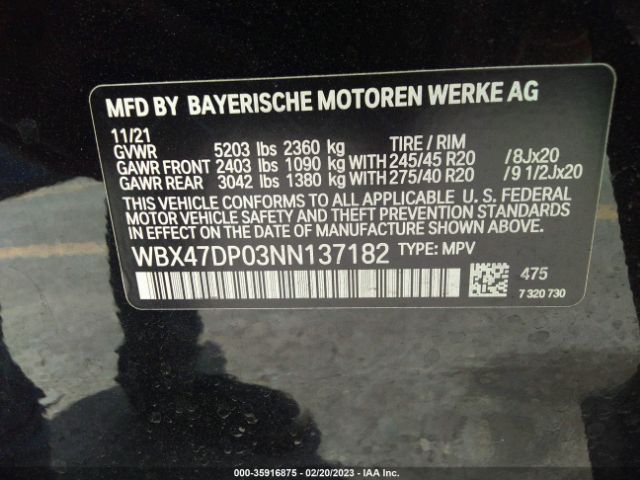 WBX47DP03NN137182 BMW X3 Sdrive30i