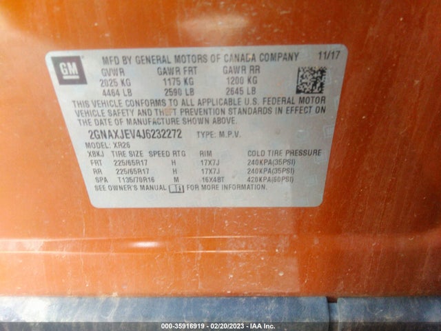 Chevrolet EQUINOX LT 2018 2GNAXJEV4J6232272 Image 10