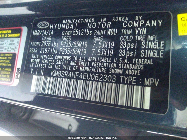 Hyundai Santa Fe Gls 2014 KM8SR4HF4EU062303 Image 11