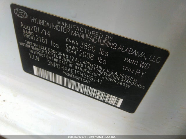 Hyundai ELANTRA SE 2015 5NPDH4AE1FH569141 Image 9