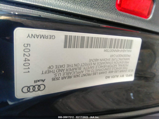 2022 Audi A4, VIN: WAUABAF46NN007394