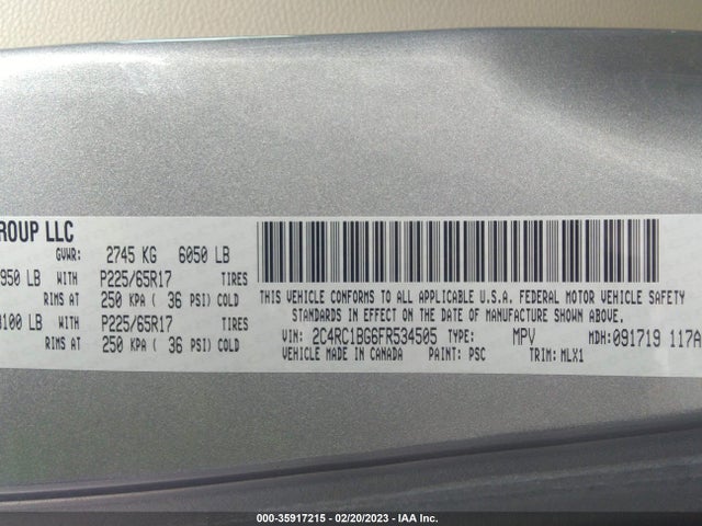 2C4RC1BG6FR534505 Chrysler Town & Country Touring