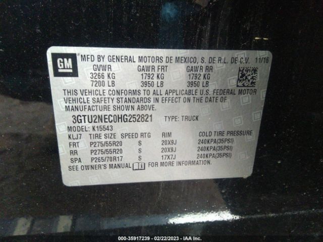 3GTU2NEC0HG252821 GMC Sierra 1500 Slt