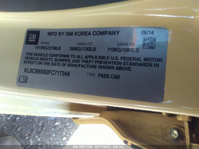 Chevrolet SPARK LS 2015 KL8CB6S92FC717344 Image 9
