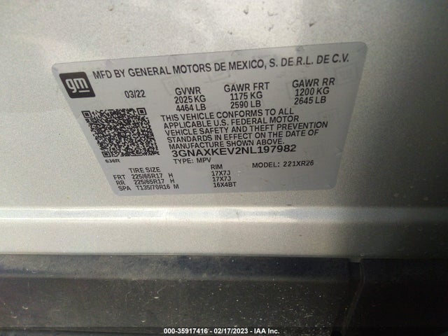 Chevrolet EQUINOX LT 2022 3GNAXKEV2NL197982 Image 9
